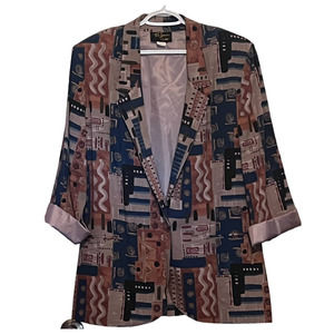 Toni Garment for CC Magic Vintage Women's Black Blue Rust Tan Blazar Size 1X‎